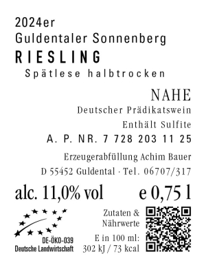 Nr. 6 2024 Guldentaler Sonnenberg Riesling halbtrocken